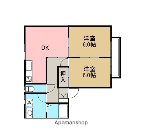 WISTER寺内B(2DK/1階)の間取り写真