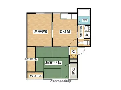 アーバンティ加賀屋Ⅱ(2DK/1階)の間取り写真