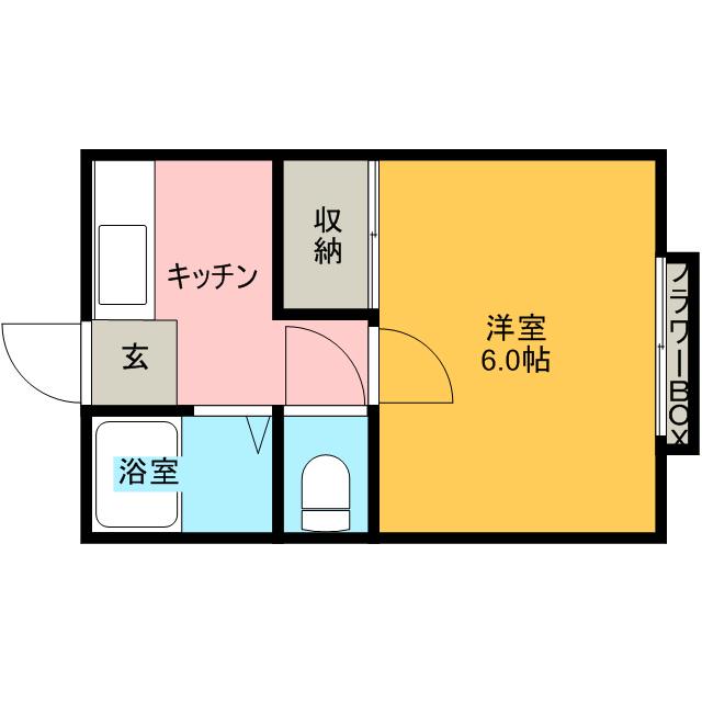 ハイツリバーサイドⅢ(1K/1階)の間取り写真