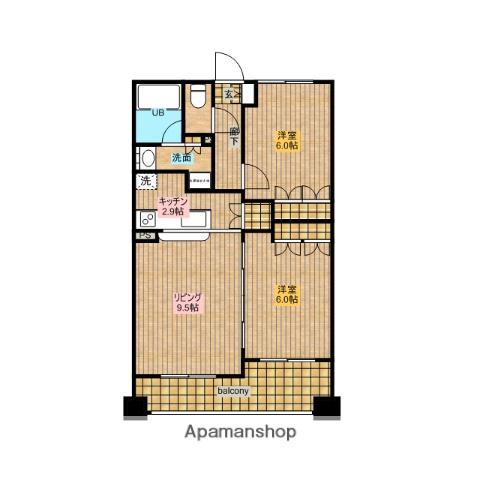 サンデュエル山王(2LDK/7階)の間取り写真