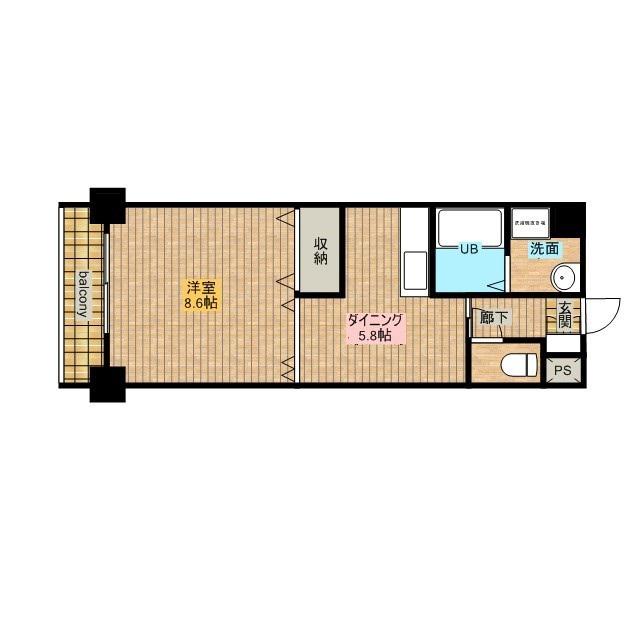 茨島ハイツ(1DK/4階)の間取り写真