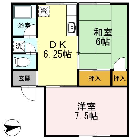 レジデンスオルメ(2DK/2階)の間取り写真