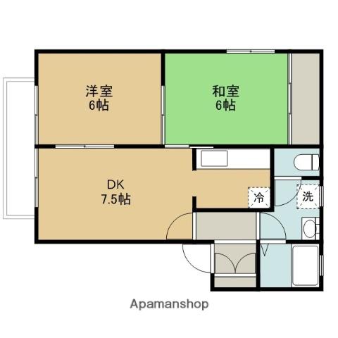 アイユウパレスK3(2DK/2階)の間取り写真