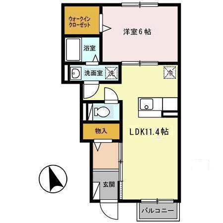 アスティオン J(1LDK/1階)の間取り写真