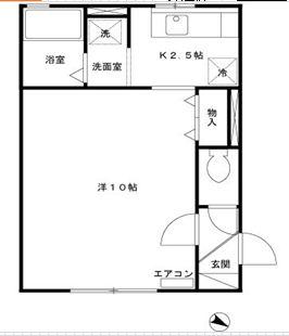 コーポビューラーⅢ(1K/1階)の間取り写真