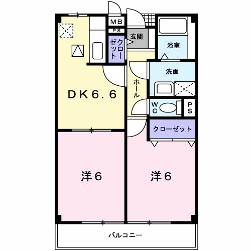 シャーデンプラザ(2DK/1階)の間取り写真