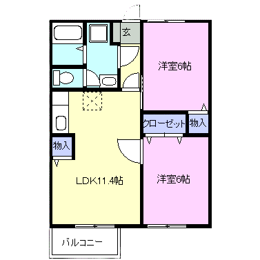 セブンピーク吉岡(2LDK/2階)の間取り写真