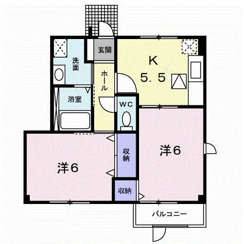 メゾン・ド・ふじ(2K/1階)の間取り写真