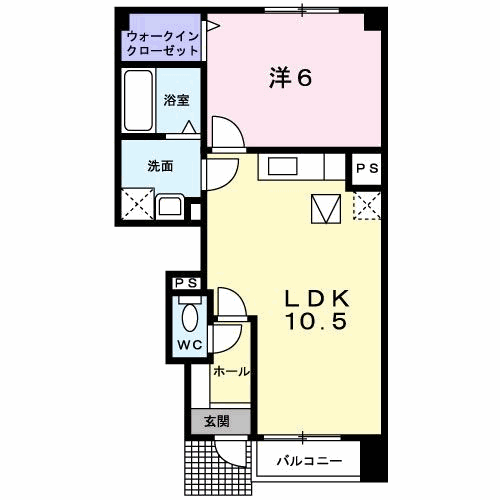 シュールメゾンⅡ(1LDK/1階)の間取り写真