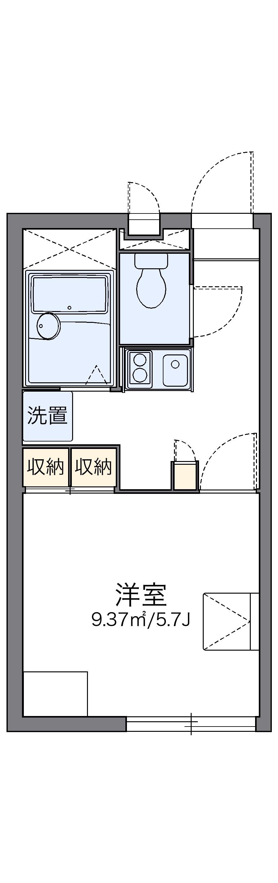 レオパレスサクラの小道(1K/2階)の間取り写真