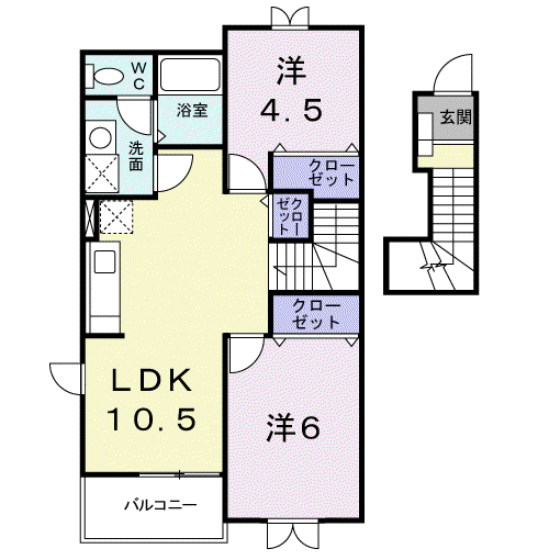 キャピタル広瀬Ⅲ(2LDK/2階)の間取り写真