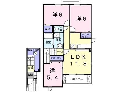 セレーノⅠ(3LDK/2階)の間取り写真