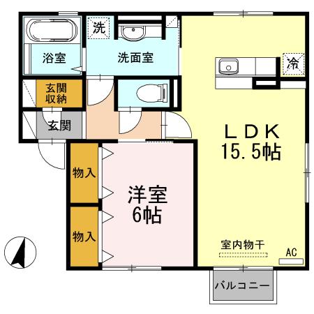 ストークSANNOⅡ(1LDK/1階)の間取り写真