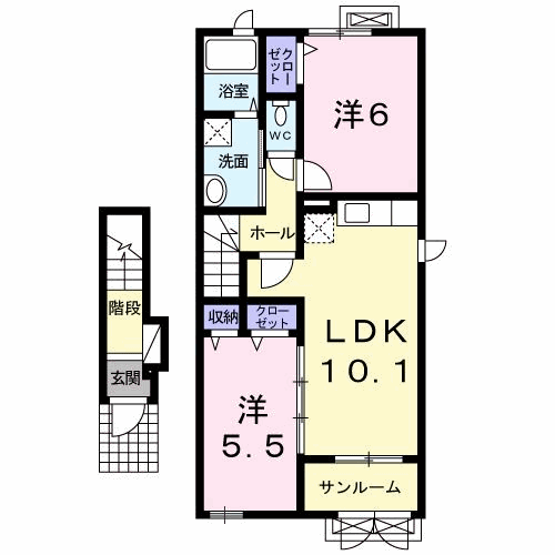クラールⅡ(2LDK/2階)の間取り写真