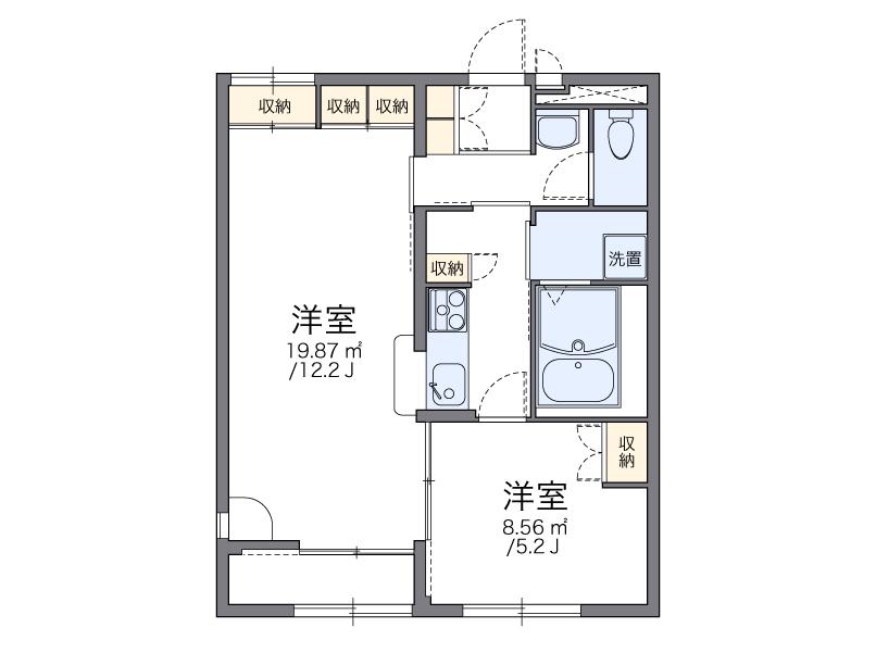 レオパレスシオン B(1LDK/2階)の間取り写真