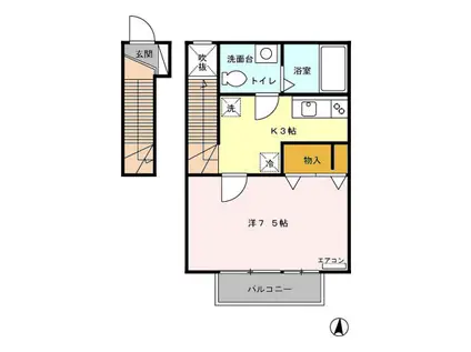ソレイユマノワール(1K/2階)の間取り写真