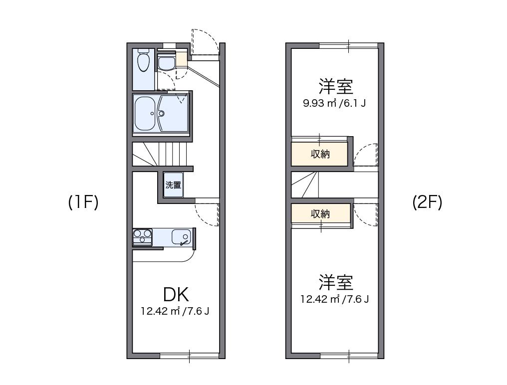 レオパレスピュア2(2DK/1階)の間取り写真