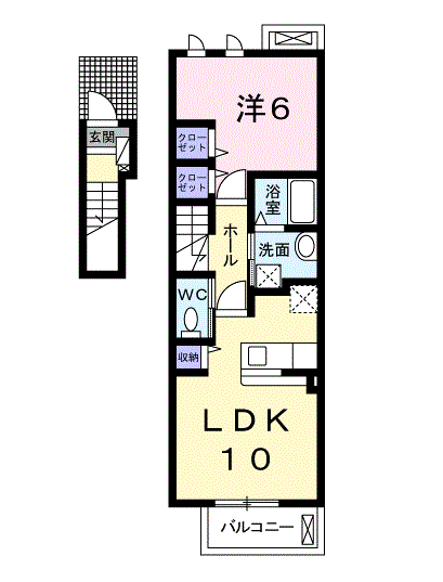 ル・グラン Ⅱ(1LDK/2階)の間取り写真