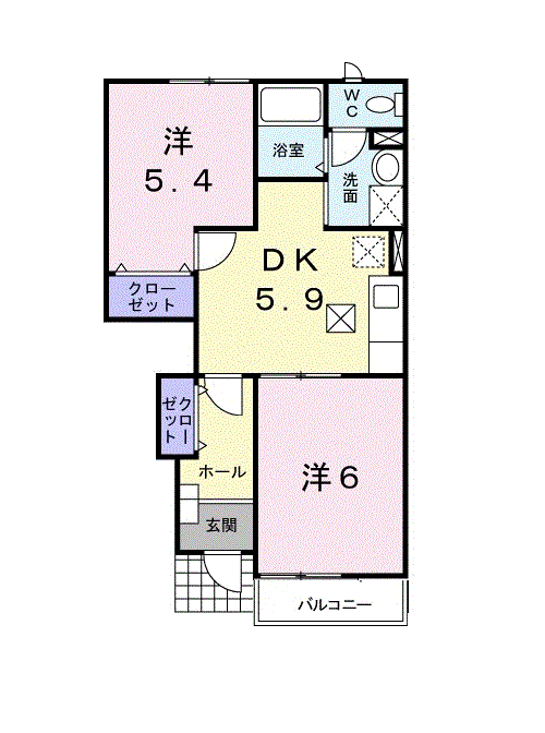 PLEASANT・MⅡ(2K/1階)の間取り写真