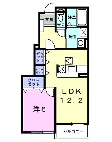 グランメール大善ⅡA(1LDK/1階)の間取り写真