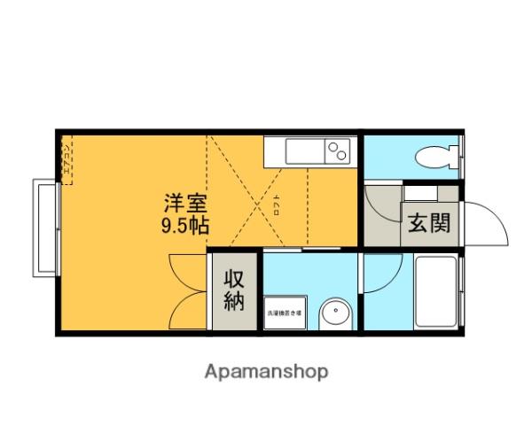 サンパレス岩城(ワンルーム/1階)の間取り写真