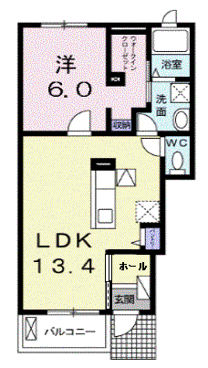 アリエールⅡ(1LDK/1階)の間取り写真