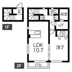アザレア(1LDK/2階)の間取り写真