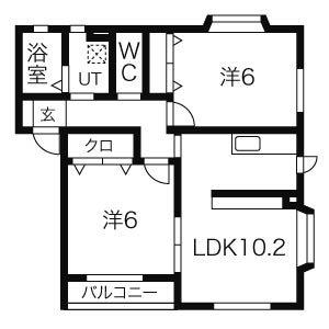 プランドール白鳥(2LDK/1階)の間取り写真