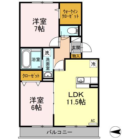 ブレジオぴあ(2LDK/1階)の間取り写真