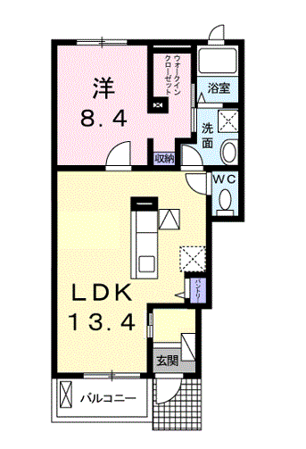 フォレスト・ヴィラB(1LDK/1階)の間取り写真