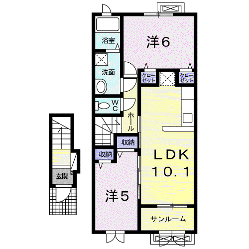 サウス プリムローズ(2LDK/2階)の間取り写真