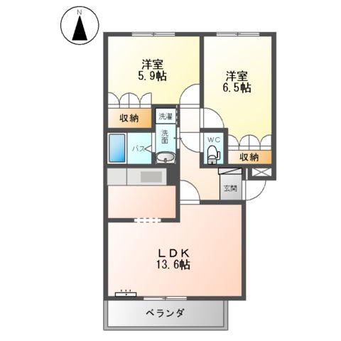 ヒルズQ(2LDK/1階)の間取り写真