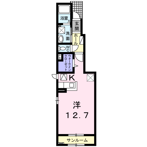 アルトプエンテ(1K/1階)の間取り写真