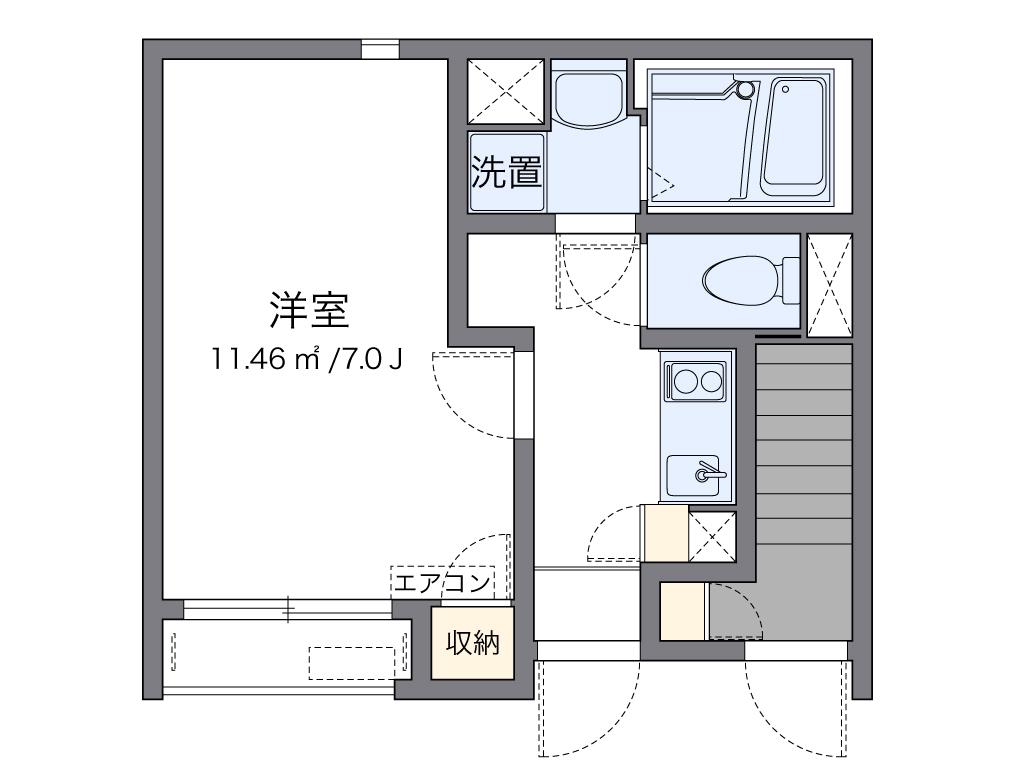 クレイノ梅津(1K/1階)の間取り写真