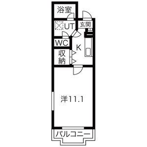 グランヴォワリエ(1K/2階)の間取り写真