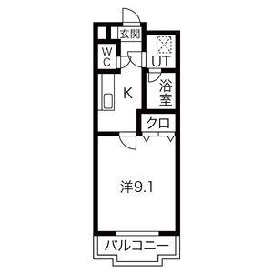 グランヴォワリエ(1K/3階)の間取り写真