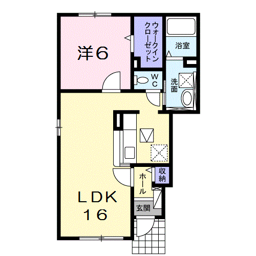 サンパティークKⅢ(1LDK/1階)の間取り写真