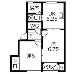 プレステージ2(2DK/1階)の間取り写真