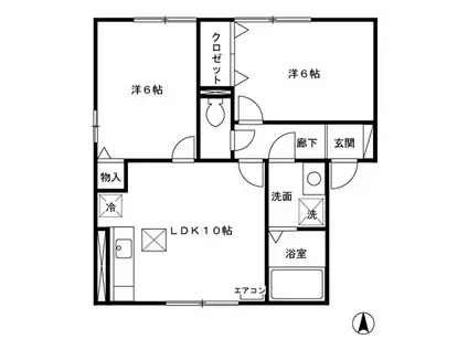 セジュールエルピス(2LDK/1階)の間取り写真