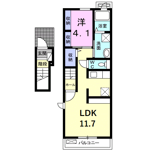 サンライトヒルズⅢ(1LDK/2階)の間取り写真