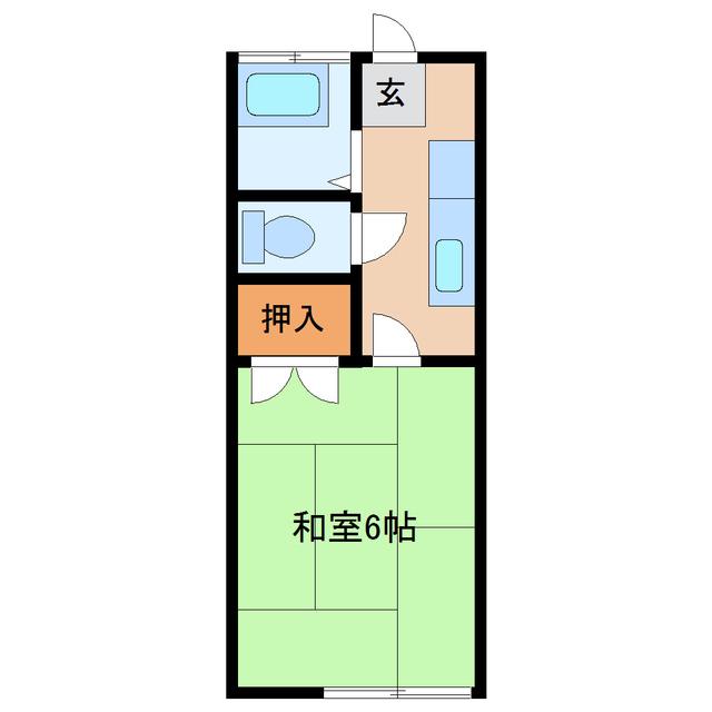 水越荘(1K/1階)の間取り写真