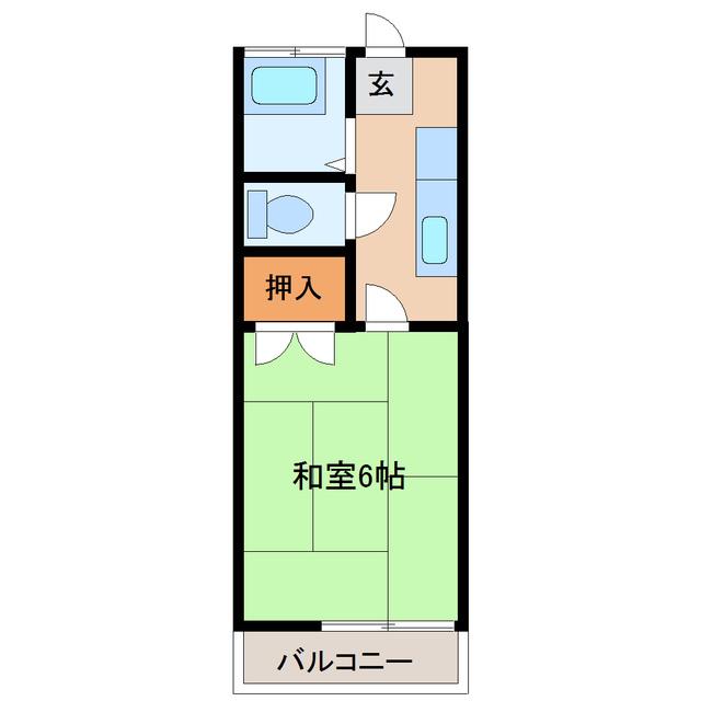 水越荘(1K/2階)の間取り写真