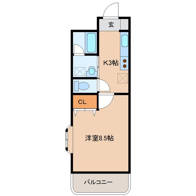ロワジールKⅡ(1K/4階)の間取り写真