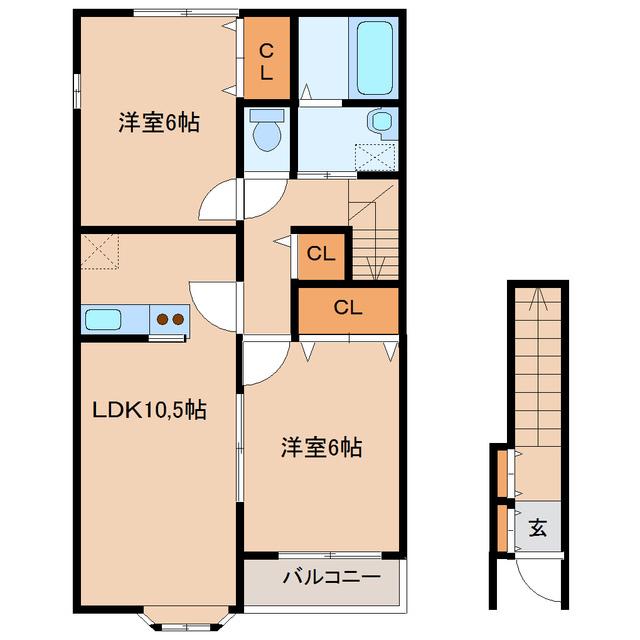 ロマイエⅡ(2LDK/2階)の間取り写真