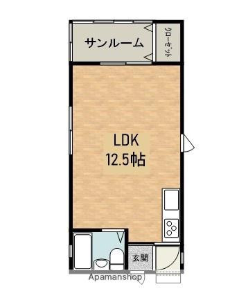 奥羽本線 秋田駅 バス乗車時間：10分 泉ななかまど通りバス停で下車 徒歩1分 1階建 築6年(ワンルーム)の間取り写真