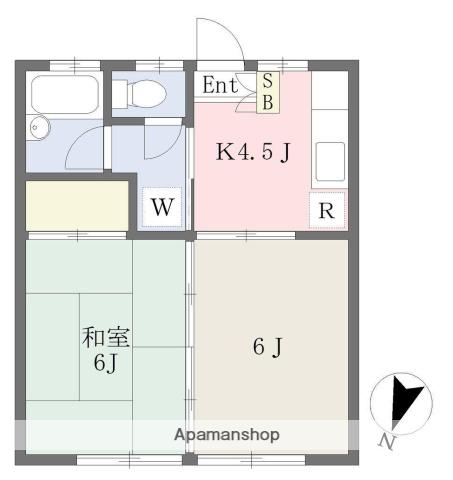 タウンハウスオオヤマⅢ(2K/2階)の間取り写真