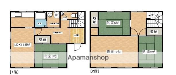奥羽本線 秋田駅 バス乗車時間：18分 日産サティオ前バス停で下車 徒歩7分 2階建 築49年(4LDK)の間取り写真