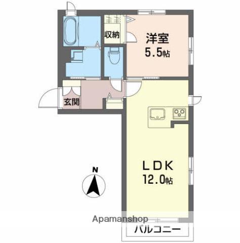 プレミアス東通(1LDK/2階)の間取り写真