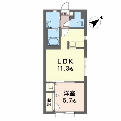 グランドファーム(1LDK/1階)の間取り写真