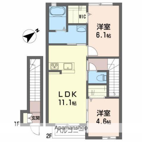 シャーメゾン港北Ⅱ(2LDK/2階)の間取り写真